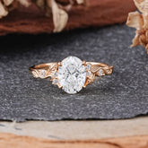 Retro Nature-Inspired 4-Prong Oval-Cut Lab Diamond Engagement Ring